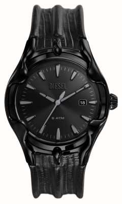 Diesel Cadran noir vert (44 mm) pour homme / bracelet en cuir texturé noir DZ2193