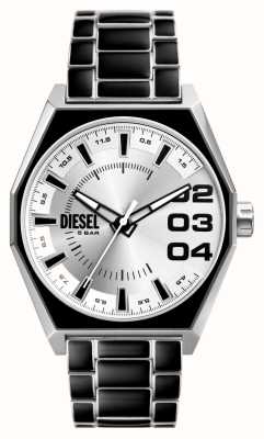 Diesel Grattoir homme (43mm) cadran argenté / bracelet acier inoxydable noir et argenté DZ2195