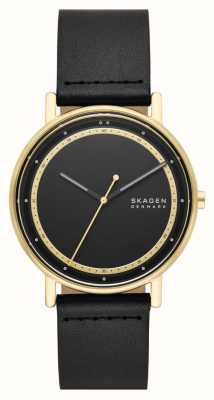 Skagen Montre homme signature (40 mm) cadran noir / bracelet cuir noir SKW6897