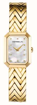 Herbelin Cadran nacre octogône (20,4 mm) pour femme / bracelet acier inoxydable pvd doré 17446BP19