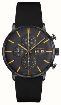 Junghans Forme un chronoscope (42mm) cadran noir & jaune / bracelet cuir noir 27/4372.03
