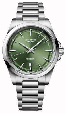 LONGINES Conquest automatique (41 mm) cadran vert soleil / bracelet en acier inoxydable L38304026
