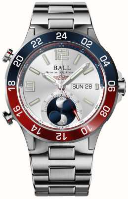 Ball Watch Company Roadmaster marine gmt phase de lune (42 mm) cadran argenté / bracelet en titane et acier inoxydable DG3220A-S1CJ-SL