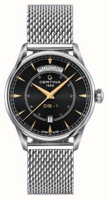 Certina Montre homme ds-1 day date (40 mm) cadran noir / bracelet maille acier C0294301105100