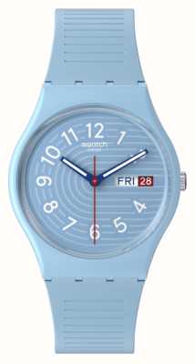 Swatch Lignes tendance dans le ciel (34 mm) cadran bleu / bracelet silicone bleu SO28S704