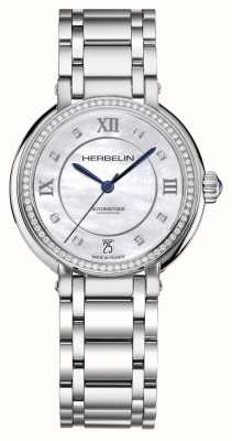 Herbelin Galet femme (33,5 mm) cadran nacre serti de diamants / bracelet acier inoxydable 1630B72Y89
