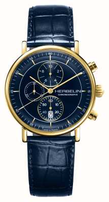 Herbelin Chronographe inspiration homme (40mm) cadran bleu / bracelet cuir bleu 35647P15