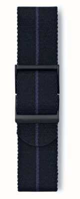 Elliot Brown Sangle noire à rayures bleues, longueur standard, sangle de 22 mm uniquement STR-N16