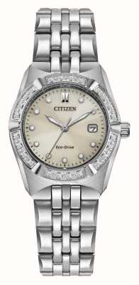 Citizen Montre femme corso eco-drive (28mm) cadran champagne / bracelet acier inoxydable EW2710-51X