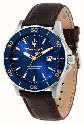 Maserati Competizione homme (43 mm) cadran bleu / bracelet cuir marron R8851100004