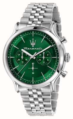 Maserati Cadran chronographe vert epoca (42 mm) pour homme / bracelet en acier inoxydable R8873618033