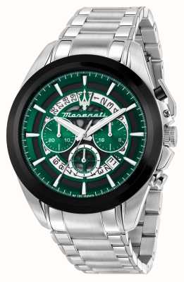 Maserati Cadran chronographe vert traguardo (45 mm) pour homme / bracelet en acier inoxydable R8873612060