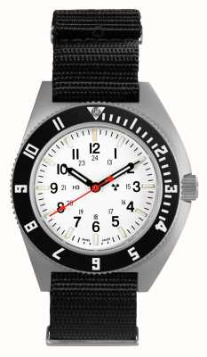 Marathon Navigateur en acier arctique SSnav (41 mm), cadran blanc / bracelet Defstan en nylon noir WW194001SS-0503