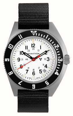 Marathon Navigateur en acier arctique ssnav-d (41 mm) cadran blanc / bracelet en nylon balistique noir WW194013SS-0501