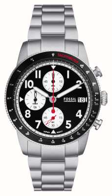 ossil Montre sport tourer pour homme (42 mm), cadran chronographe noir / bracelet en acier inoxydable FS6045