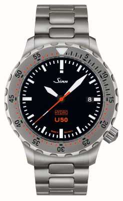 Sinn U50 hydro 5000m (41mm) cadran noir / bracelet à maillons en H en acier inoxydable 1051.010 H-LINK