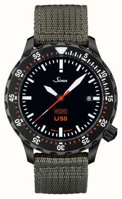 Sinn U50 hydro s 5000m (41mm) cadran noir / bracelet textile gris olive 1051.020 OLIVE TEXTILE