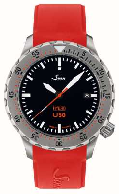 Sinn U50 hydro tegiment 5000m (41mm) cadran noir / bracelet silicone rouge 1051.030 RED SILICONE