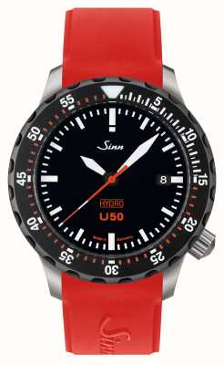 Sinn U50 hydro sdr tegiment 5000m (41mm) cadran noir / bracelet silicone rouge 1051.050 RED SILICONE