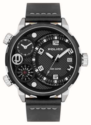 Police Chronographe à quartz Ray (51 mm) cadran noir / bracelet cuir noir PEWJB2195341