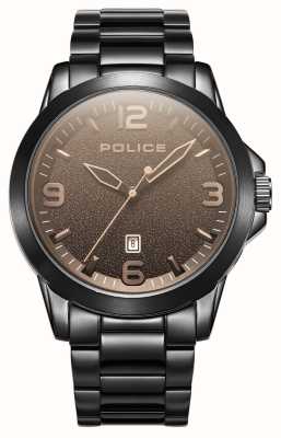 Police Date à quartz Cliff (47 mm) cadran noir / bracelet en acier inoxydable noir PEWJH2194504