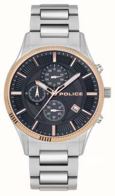 Police Chronographe à quartz Vault (44 mm) cadran bleu / bracelet acier inoxydable PEWJI2194242