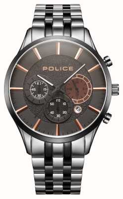 Police Cage quartz multifonction (44 mm) cadran chronographe marron / bracelet acier inoxydable PEWJI2194341