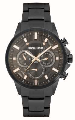 Police Chronographe à quartz Kismet (47 mm) cadran noir / bracelet acier inoxydable noir PEWJK2195101