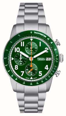Fossil Cadran chronographe vert sport tourer (42 mm) pour homme / bracelet en acier inoxydable FS6048