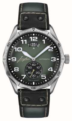 Junghans Meister pilot automatique (43,3 mm) cadran vert / bracelet cuir noir et vert 27/4495.00