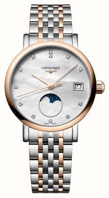 LONGINES La collection Longines Elegant Phase de Lune (30 mm) Cadran nacre / Bracelet acier inoxydable L43305877