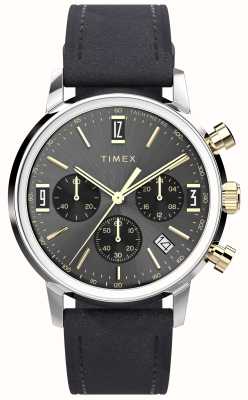 Timex Chronographe à quartz Marlin (40 mm) cadran gris soleil / bracelet cuir noir caramel TW2W51500