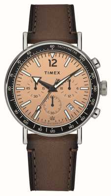 Timex Chronographe standard Waterbury (43 mm) cadran saumon / bracelet cuir marron TW2W47300