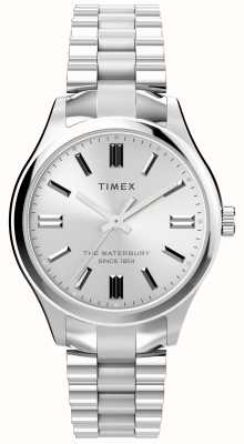 Timex Cadran argenté traditionnel Waterbury (34 mm) / bracelet en acier inoxydable TW2W40500