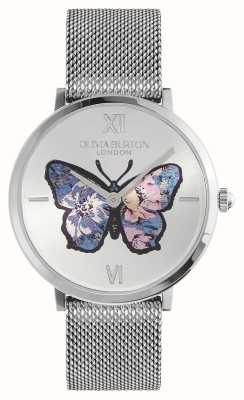 Olivia Burton Signature papillon (35 mm) cadran papillon argenté / bracelet en maille d'acier inoxydable 24000146