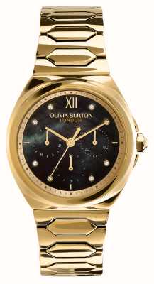 Olivia Burton Cadran en nacre noire lustrée (36 mm) pour femme / bracelet en acier inoxydable doré 24000150