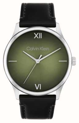 Calvin Klein Montre homme Ascend (43 mm) cadran vert / bracelet cuir noir 25200454