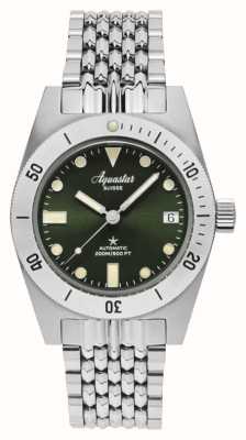 Aquastar Modèle 60 Greenwich édition limitée (37 mm) cadran soleillé vert / bracelet en acier inoxydable et bracelet nato M60-GREENWICH