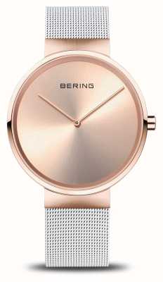 Bering Cadran classique (39 mm) en or rose / bracelet en maille d'acier blanc 14539-266