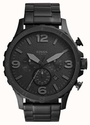 Fossil Nate pour hommes | cadran chronographe noir | bracelet en acier inoxydable noir JR1401