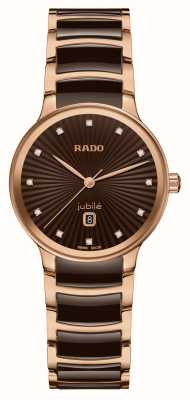 RADO Quartz diamant Centrix (30,5 mm) cadran marron / bracelet en céramique high-tech marron et acier inoxydable pvd R30024732