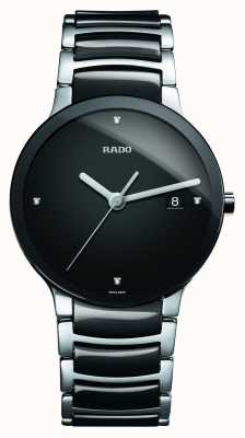 RADO Montre à cadran noir en céramique haute technologie Centrix Diamonds R30934712