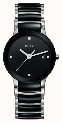 RADO Montre à cadran noir en céramique haute technologie Centrix Diamonds R30935712