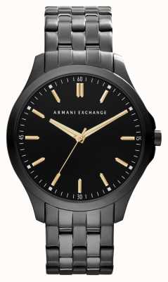 Armani Exchange Hommes | cadran noir | bracelet en acier inoxydable gris foncé AX2144