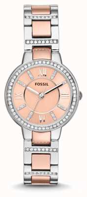 Fossil Virginie des femmes | cadran rose | ensemble en cristal | bracelet en acier inoxydable ES3405
