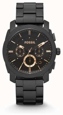 Fossil Machine pour hommes | cadran noir | bracelet en acier inoxydable noir FS4682