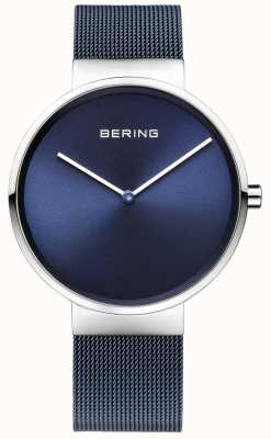 Bering Bracelet unisexe en maille d'acier plaqué fer bleu 39 mm 14539-307