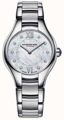 Raymond Weil Cadran en nacre à 10 diamants en acier inoxydable pour femme 5124-ST-00985