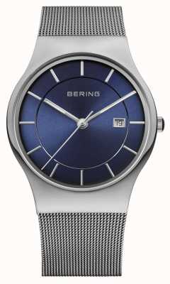 Bering Montre homme bracelet en maille milanaise cadran bleu 11938-003