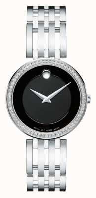 Movado esperanza 63-lunette sertie de diamants cadran noir de la femme 0607052